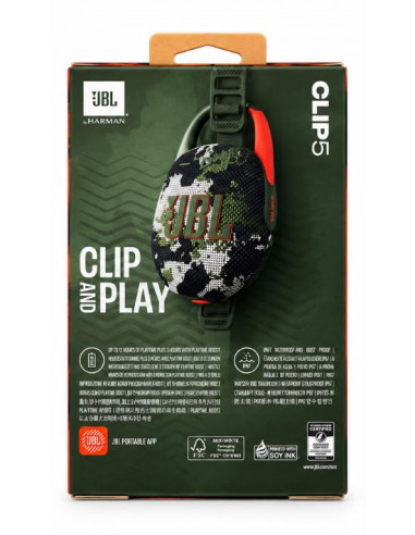 Altavoz Inalámbrico Portátil con Bluetooth JBL CLIP 5 (Camuflaje)