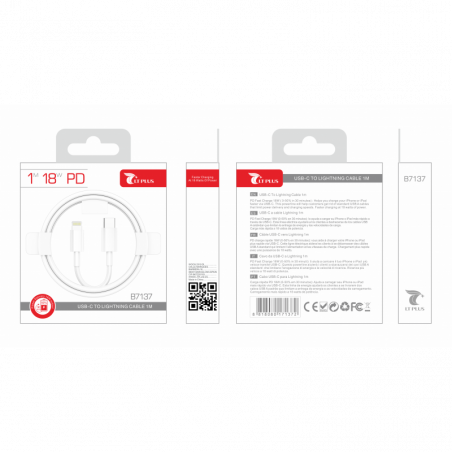 CABLE USB-C TO LIGHTNING 1M BLANCO LT B7137
