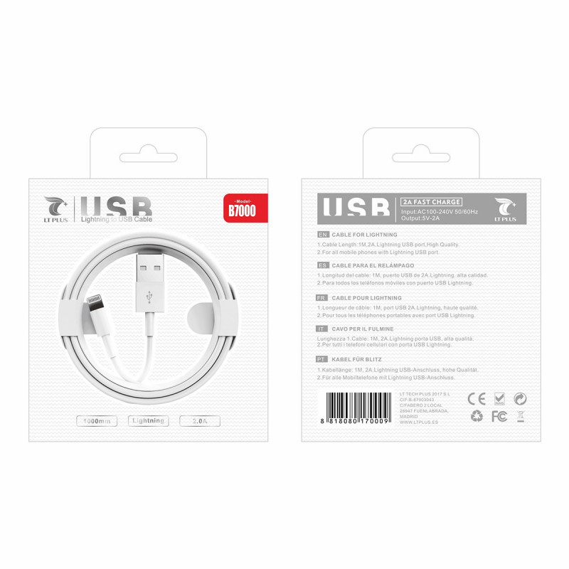 CABLE LIGHTNING 2.0A 1M LT B7000