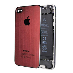 Tapa Trasera Metal Cepillado iPhone 4 - Rojo