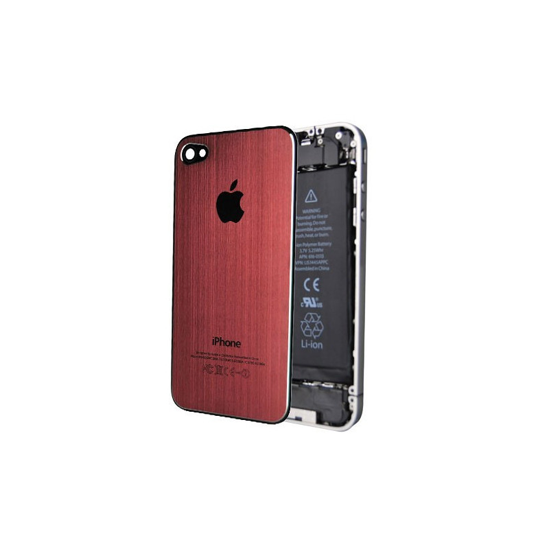 Tapa Trasera Metal Cepillado iPhone 4 - Rojo