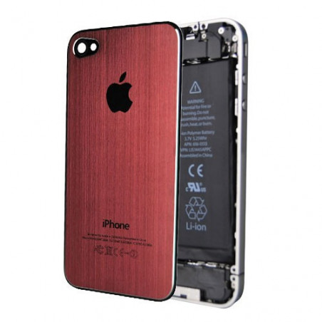 Tapa Trasera Metal Cepillado iPhone 4 - Rojo