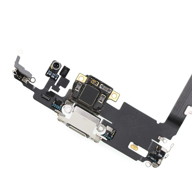 Flex Conector de carga micrófono iPhone 11 Pro Max (Blanco / Plata) (Original)