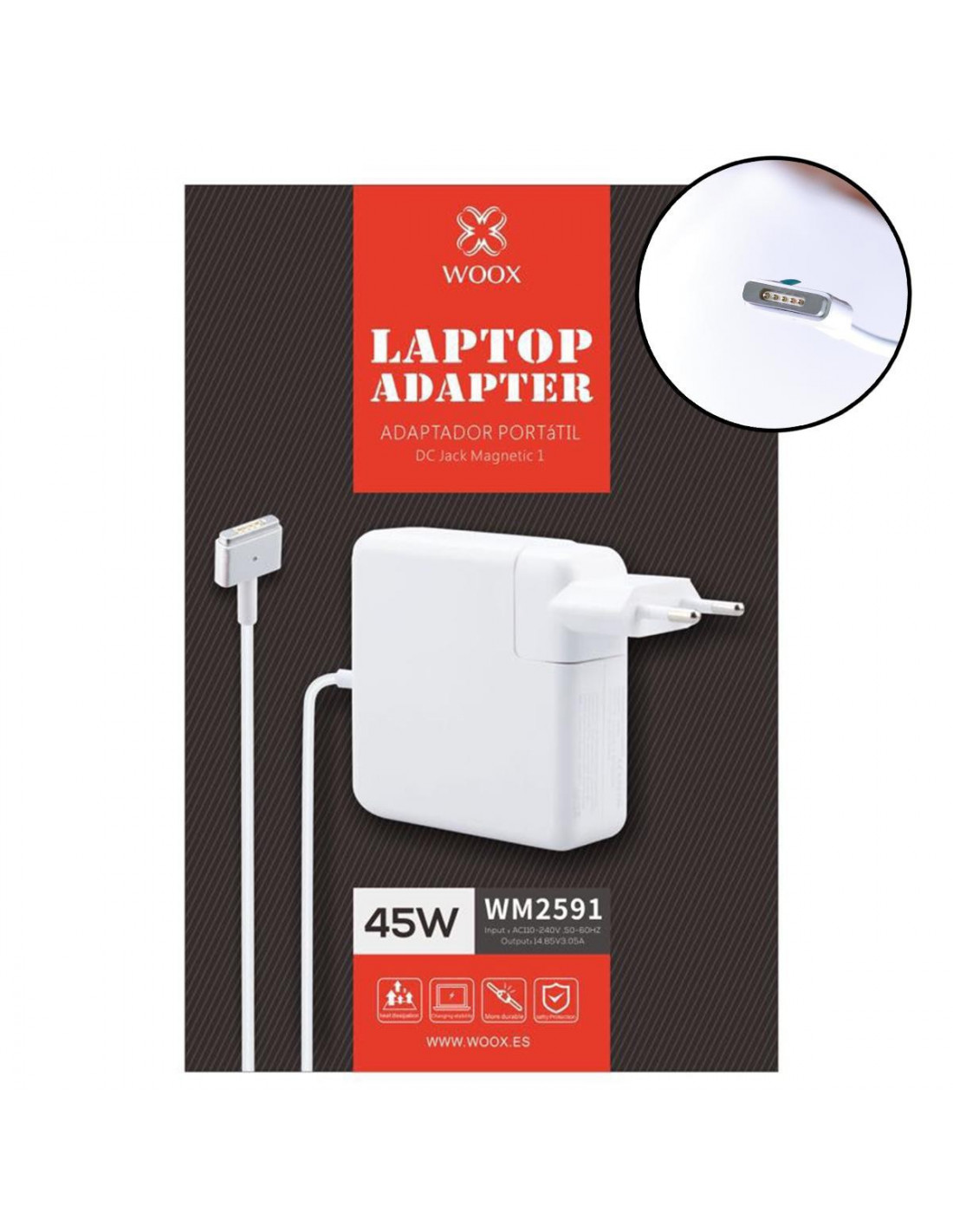 Cargador para portátil MACBOOK magsafe2 45W