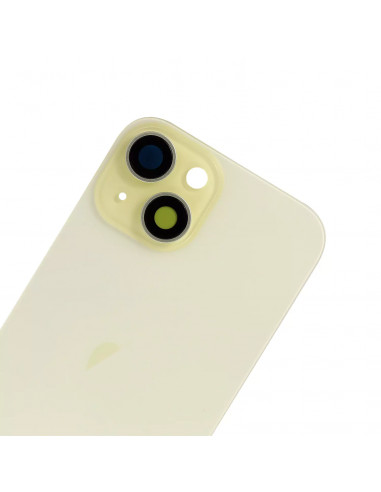 Tapa Trasera iPhone 15 (Amarillo) (Lente Cristal de Zafiro) (OEM)