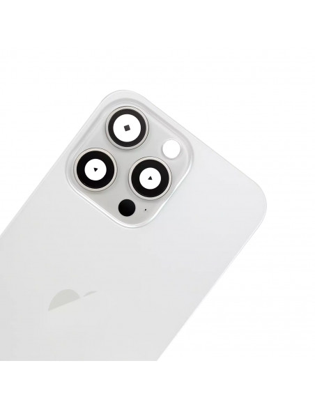 Tapa Trasera iPhone 15 Pro Max (Titanio Blanco) (Lente Cristal de Zafiro) (OEM) Tapa Trasera iPhone 15 Pro Max (Titanio Blanco) (Lente Cristal de Zafiro) (OEM)
