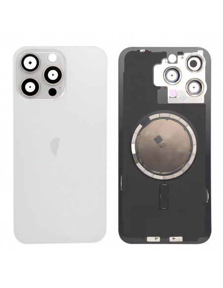 Tapa Trasera iPhone 15 Pro Max (Titanio Blanco) (Lente Cristal de Zafiro) (OEM) Tapa Trasera iPhone 15 Pro Max (Titanio Blanco) (Lente Cristal de Zafiro) (OEM)