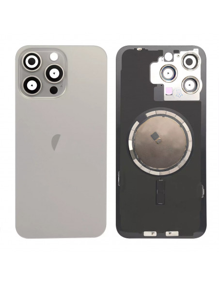 Tapa Trasera iPhone 15 Pro Max (Titanio Natural) (Lente Cristal de Zafiro) (OEM) Tapa Trasera iPhone 15 Pro Max (Titanio Natural) (Lente Cristal de Zafiro) (OEM)